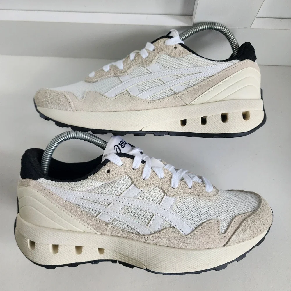 *ASICS Jogger X81 Birch White Suede Mesh Retro Sneakers 1203A346 Men 7/Women 8.5